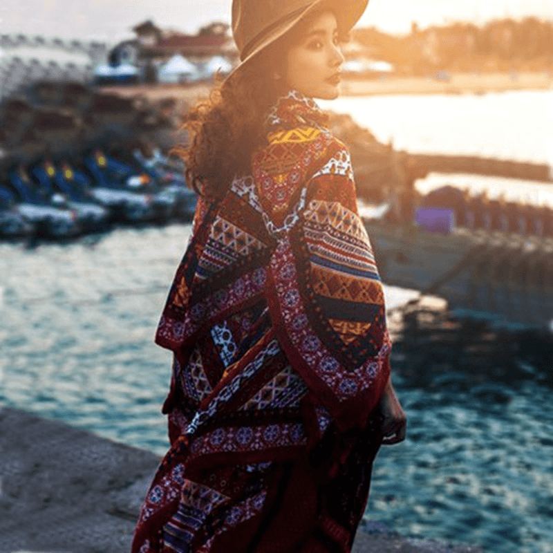 Honana WX-18 100X180Cm Bohemian Linen Beach Mat National Style Woman Scarf Bed Sheet Tapestry - MRSLM