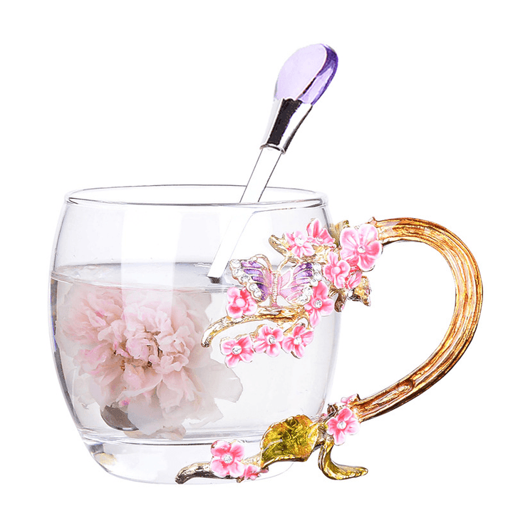 Enamel Flower Tea Mug Exquisite Plum Coffee Cup Handmade Crafts Christmas Gifts - MRSLM