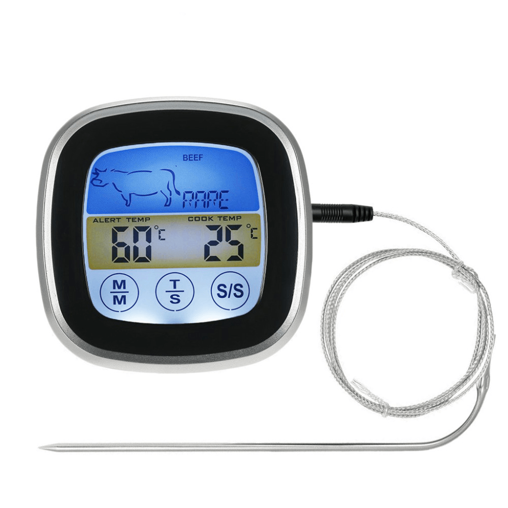 TS-S62 Digital Meat Thermometer Oven Colorful Touchscreen Instant Read Probe Kitchen BBQ Cooking Thermometer with Timer Alert Function - MRSLM