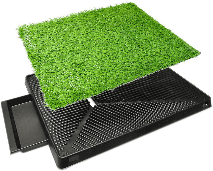 Indoor Dog Pet Potty Training Portable Toilet Pads Tray with 1 PC Replace Grass Mat - MRSLM
