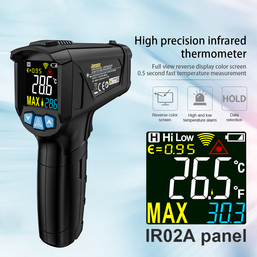 MESTEK IR02 -50~800 Degree Digital Thermometer Humidity Meter Infrared Thermometer Hygrometer Temperature Humidity Meter Pyrometer - MRSLM