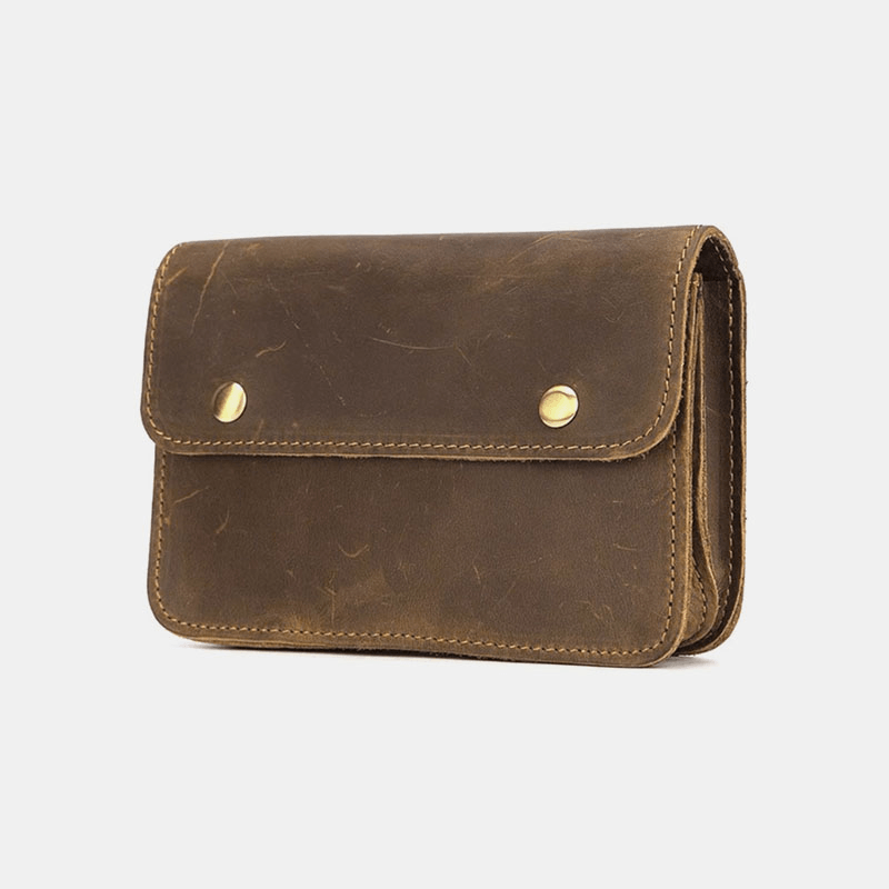 Men Genuine Leather Retro 6.3 Inch Phone Bag Holder Waist Belt Bag - MRSLM