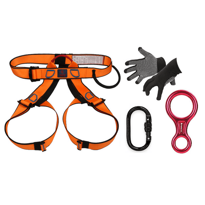 XINDA 8 in 1 Outdoor Survival Kits 10M Climbing Rope Safety Belt Carabiner Window Breaker Gloves Whistle Speed-Drop Ring Non-Slip Hiking Fire Escape Tools - MRSLM
