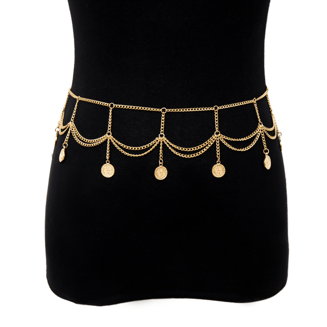 Personality Multi-Layer Embossed Coin Tassel Waist Chain - MRSLM