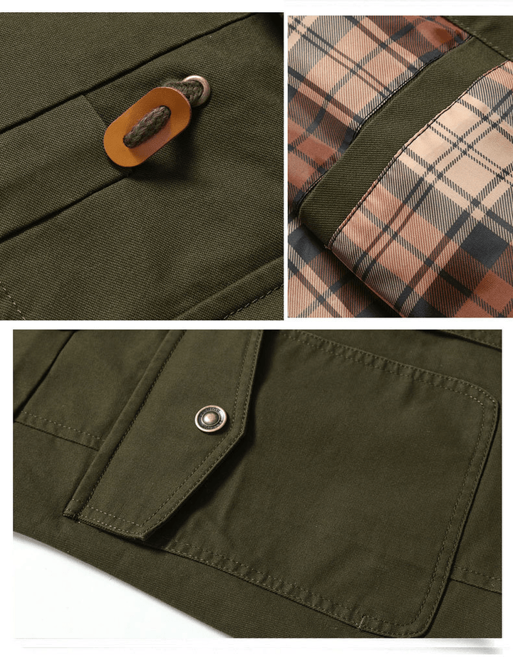 Military Style Mid Length Military Uniform Cotton Jacket - MRSLM