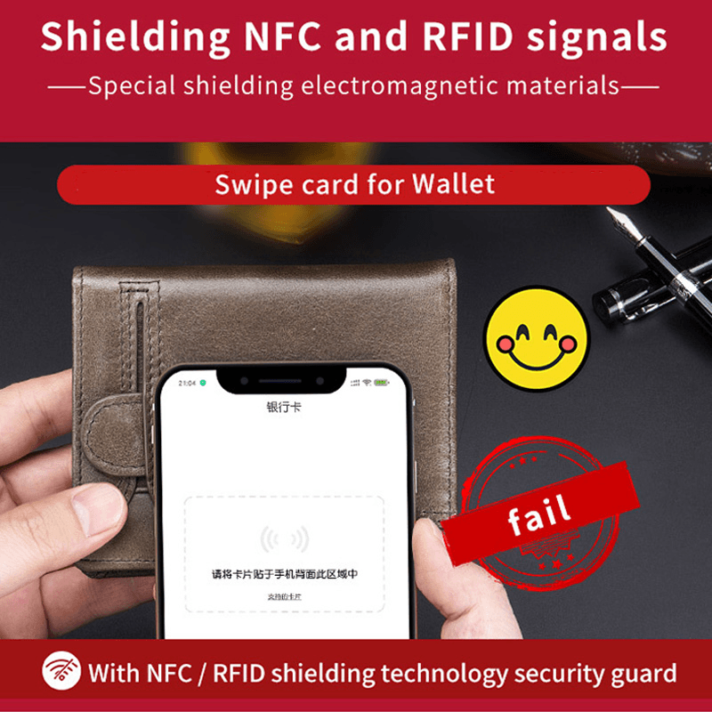 Men Genuine Leather Multi-Card Slot RFID Anti-Theft Thin Card Holder Money Clip Wallet Driver'S License Wallet - MRSLM