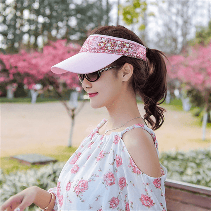 Women Summer Lace Adjustable Sunscreen Visor Sun Cap - MRSLM