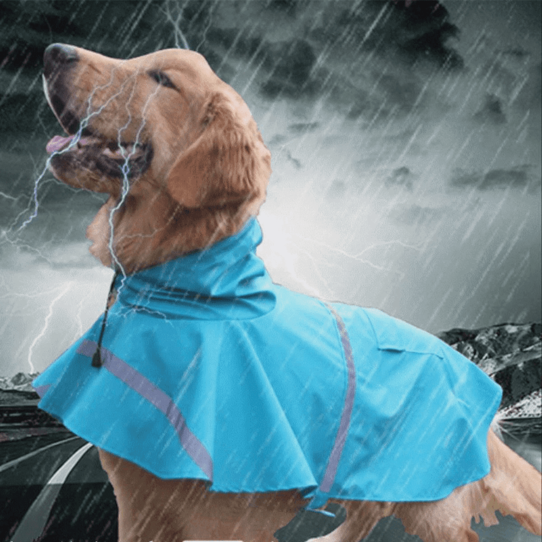Dog Raincoat Waterproof Outdoor Rain Coat Jacket Coat Fleece Reflective Safe - MRSLM