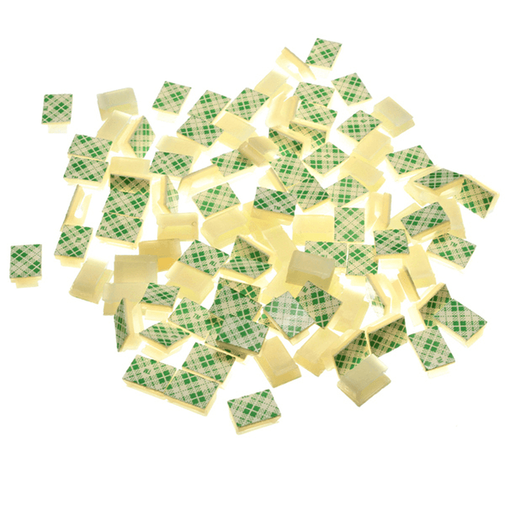 100Pcs Electrical Cable Clamp White Plastic Wire Tie Rectangle Cable Mount Clip Clamp Self-Adhesive Wiring Accessories - MRSLM