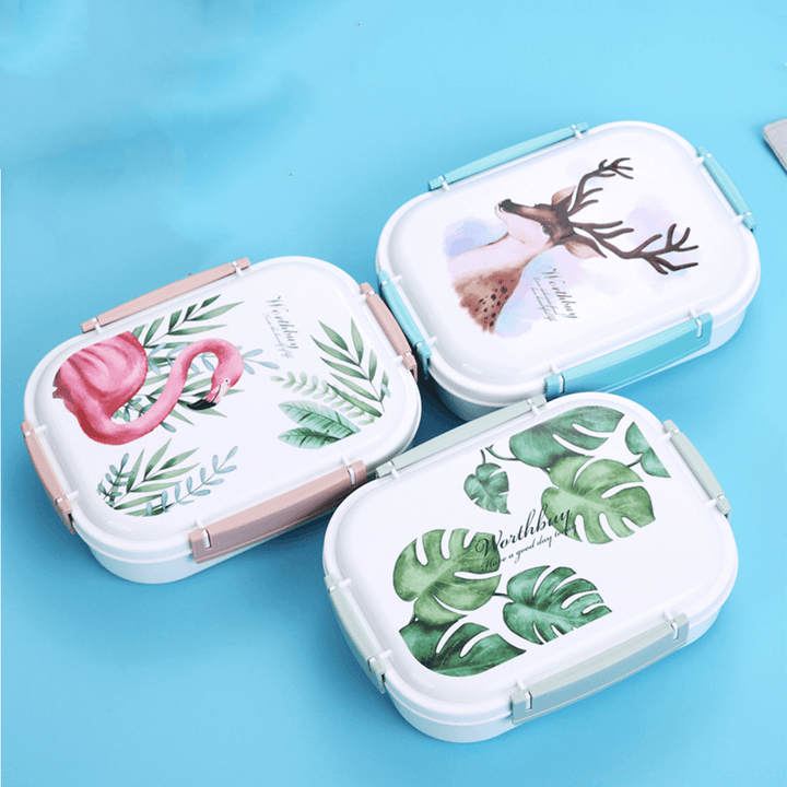 Outdoor Picnic Bento Box Stainless Steel Thermal Food Container Lunch Box 3/4 Grid Japanese Color Pattern - MRSLM