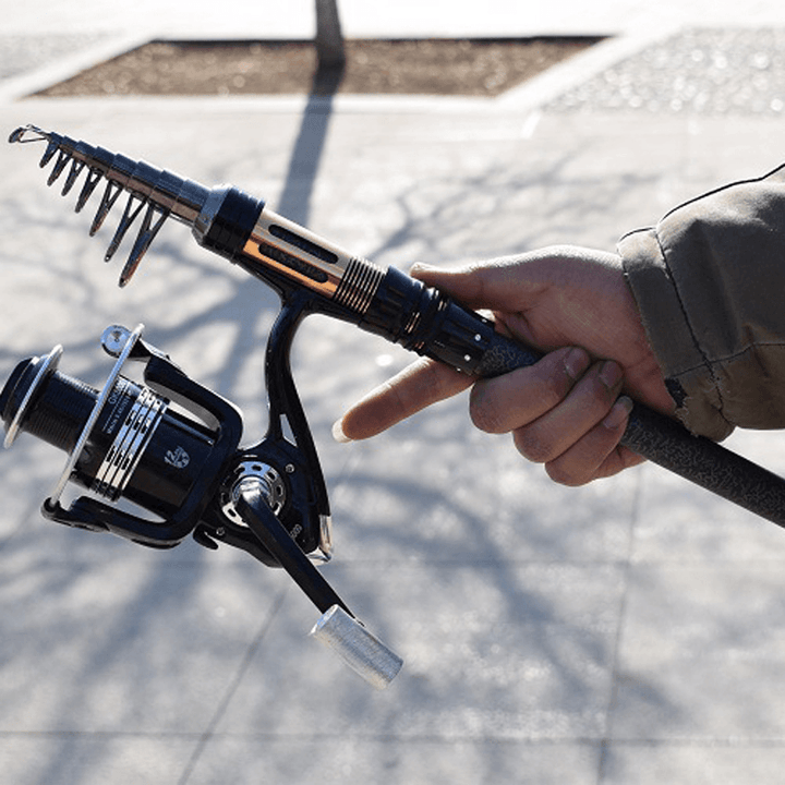 ZANLURE 1.8-3.6M Carbon Fiber Telescopic Fishing Rod Mini Superhard Spinning Fishing Rod - MRSLM
