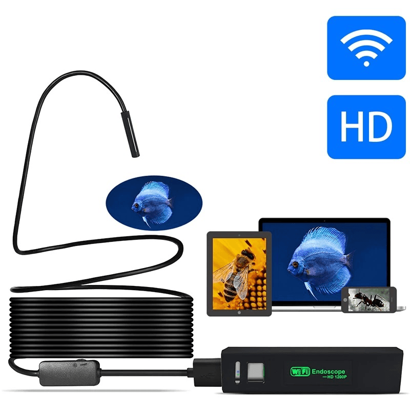 Wireless Endoscope Camera Wifi 1200P HD Borescope Inspection Camera IP68 Waterproof Snake Camera for Iphone Android for Inspecting Motor Engine Sewer Pipe Vehicle - MRSLM