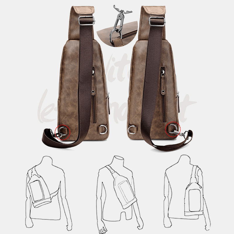 3PCS Men Chest Bag Wallet Belt Set Casual Multifunction Wear- Resistant Chest Bag Crossbody Shoulder Bag Gift Set - MRSLM