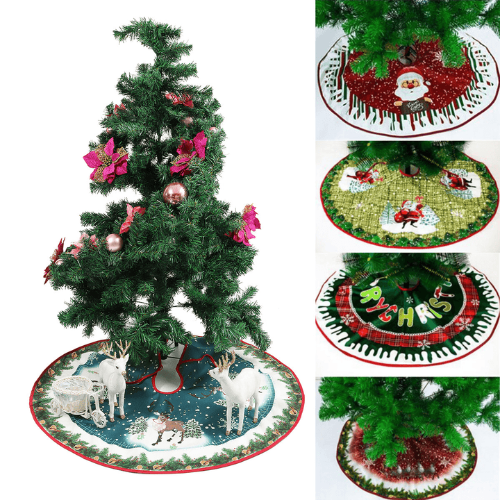 90Cm Christmas Santa Tree Skirts Ornament Dress Mat Border Party Decorations - MRSLM