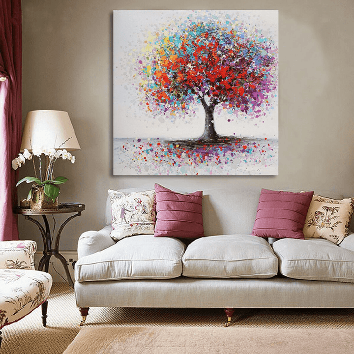 Framed Colorful Tree Abstract Print Art Oil Paintings Picture Home Decor - MRSLM