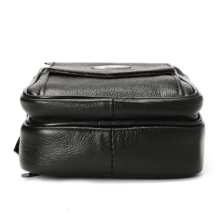 5.3 Inches Cell Phone Men Genuine Leather Vintage Waist Bag Crossbody Bag - MRSLM