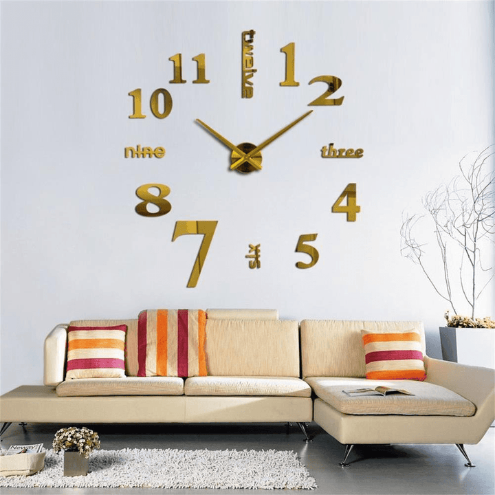 New 3D DIY Mirror Surface Wall Clocks Living Meeting Room Decorative Wall Watches - MRSLM