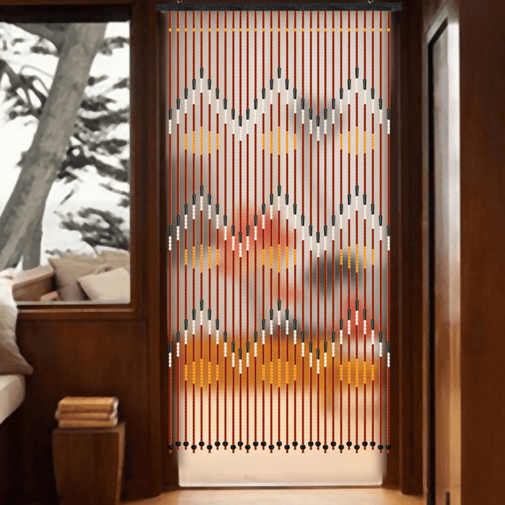 90 X 195Cm 31 Line Retro Wooden Bead String Door Curtain Blinds Fly Screen for Porch Bedroom Bathroom - MRSLM