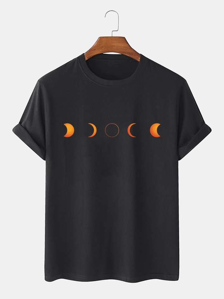 Cotton Designer Lunar Eclipse Print Breathable Short Sleeve T-Shirts - MRSLM