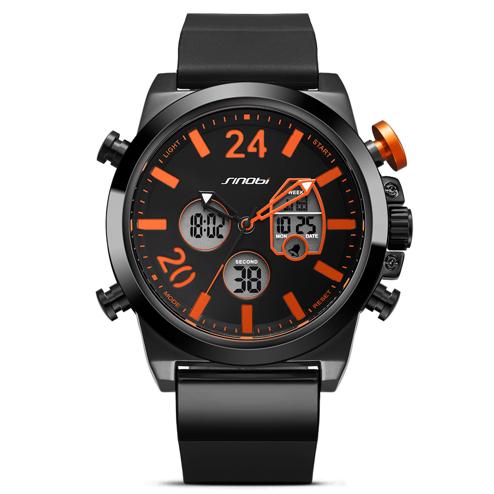 SINOBI 9732 Dual Display Digital Watch Men Chronograph Alarm Luminous Display Fashion Sport Watch - MRSLM