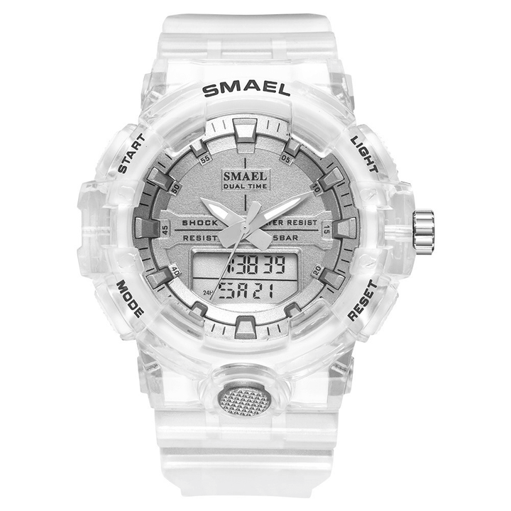 SMAEL 8025 Sport Men Digital Watch Dual Time Date Week Display Chronograph 5ATM Waterproof Outdoor Dual Display Watch - MRSLM