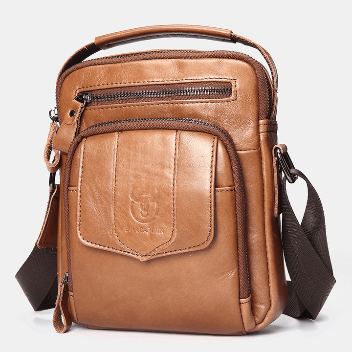 Bullcaptain Men Casual Genuine Leather Shoulder Bag Crossbody Bag for Outdoor - MRSLM