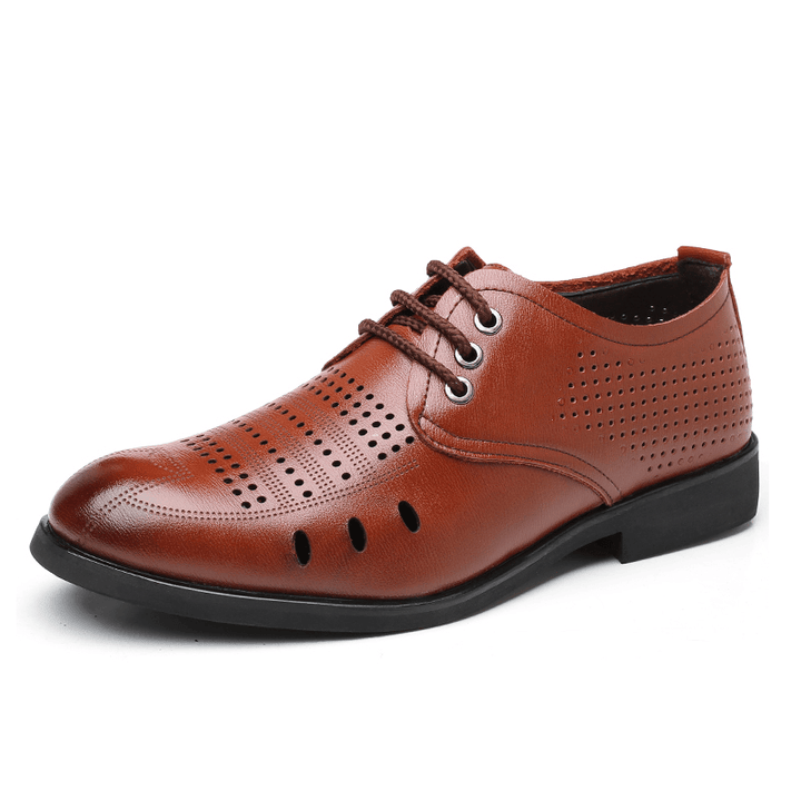 Men Microfiber Leather Breathable Hollow Out Oxfords Casual Business Shoes - MRSLM