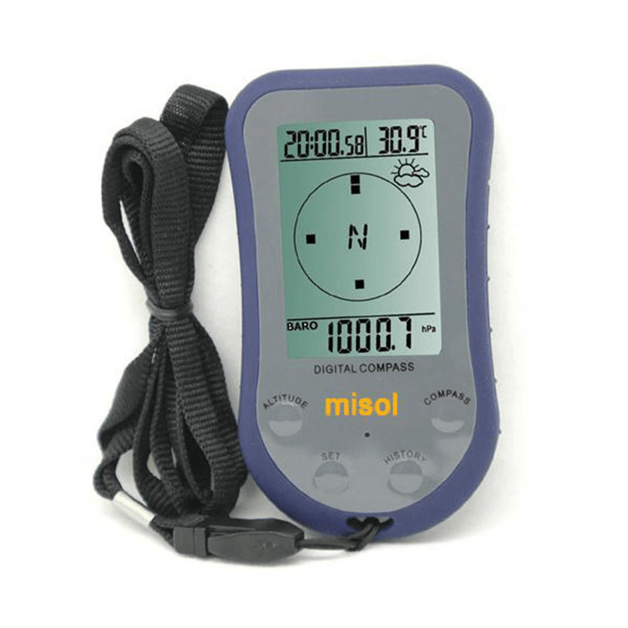 Misol WS-110 Waterproof LED Digital Thermometer Compass Outdoor Altimeter Altitude Meter Barometer - MRSLM