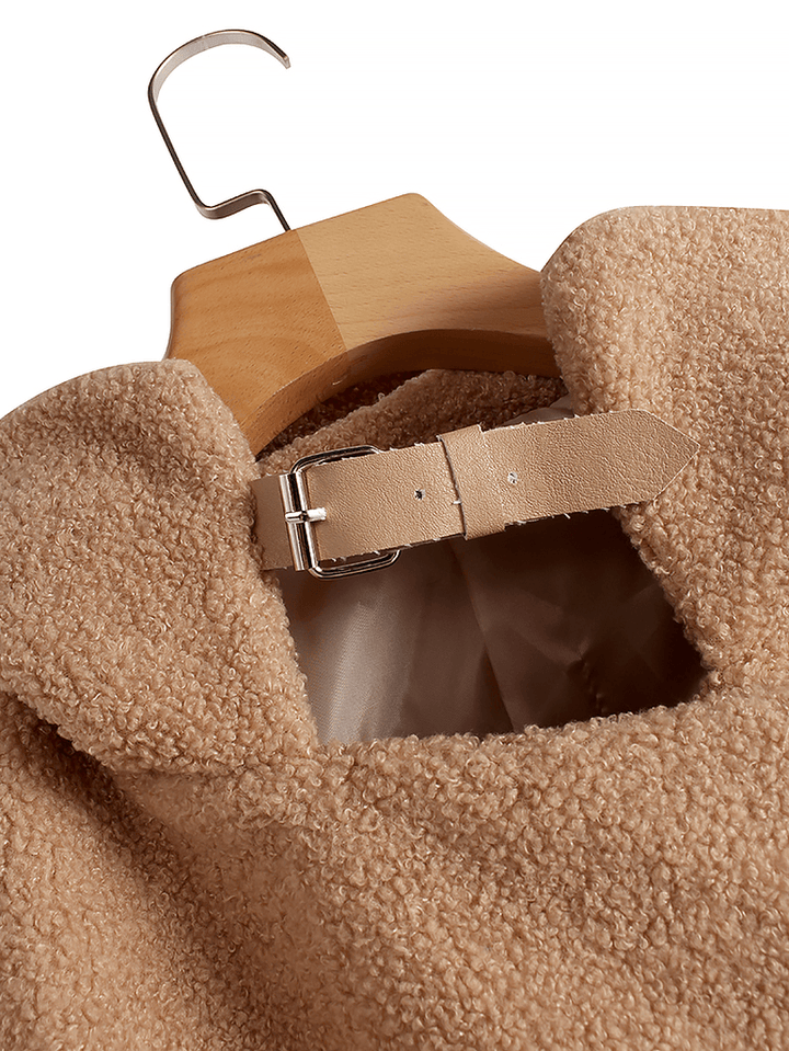 Fleece Turn-Down Collar Solid Thick Coats - MRSLM