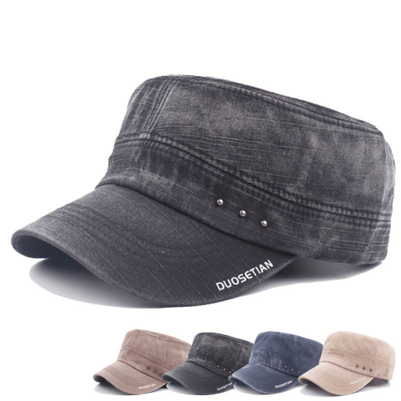 Mens Cotton Made-Old Washed Vintage Outdoor Casual Adjuatable Flat Hats Army Hat Baseball Caps - MRSLM