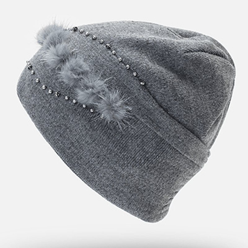 Women Outdoor Winter Thicken Ski Beanie Cap Earmuffs Flexible Knit Hat - MRSLM