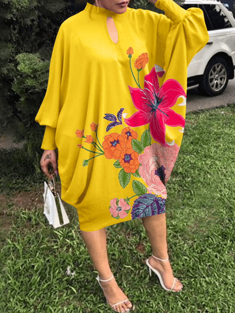 Leisure Pleating Daily Long Sleeve Floral Dress for Women - MRSLM