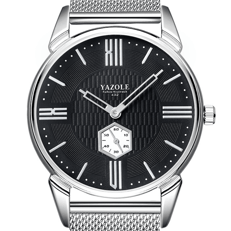YAZOLE 432 Casual Style Men Wrist Watch Designed Small Dial Stainless Steel Strap Quartz Watch - MRSLM