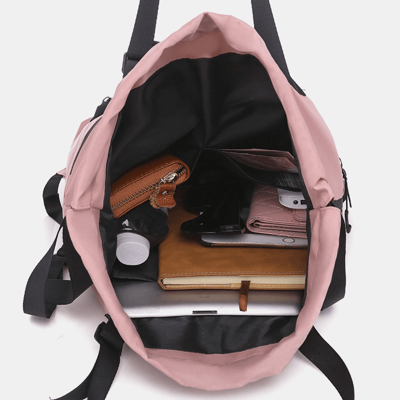 Men Women Nylon Waterproof Large Capacity Light Weight Handbag Backpack - MRSLM