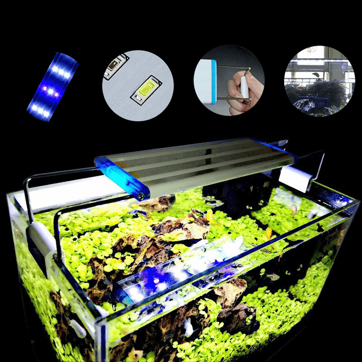 Super Slim Leds Aquarium Lighting Aquatic Plant Light 20-60CM Extensible Waterproof Clip on Lamp for Fish Tank Blue White Light - MRSLM