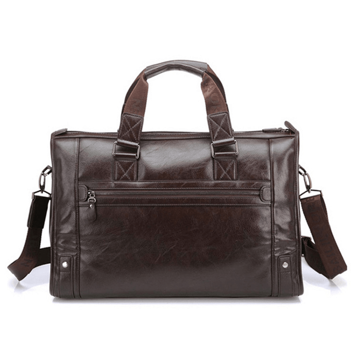 Men Business Vintage Laptop Bag Briefcase Big Capacity Horizontal Handbag Travel Bag - MRSLM