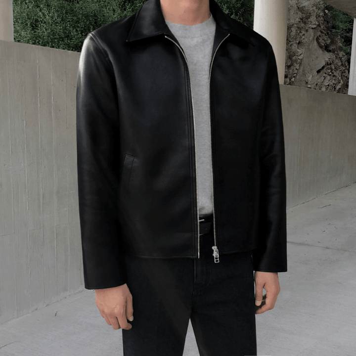 Fashion Slim Handsome Lapel Motorcycle PU Leather Jacket - MRSLM