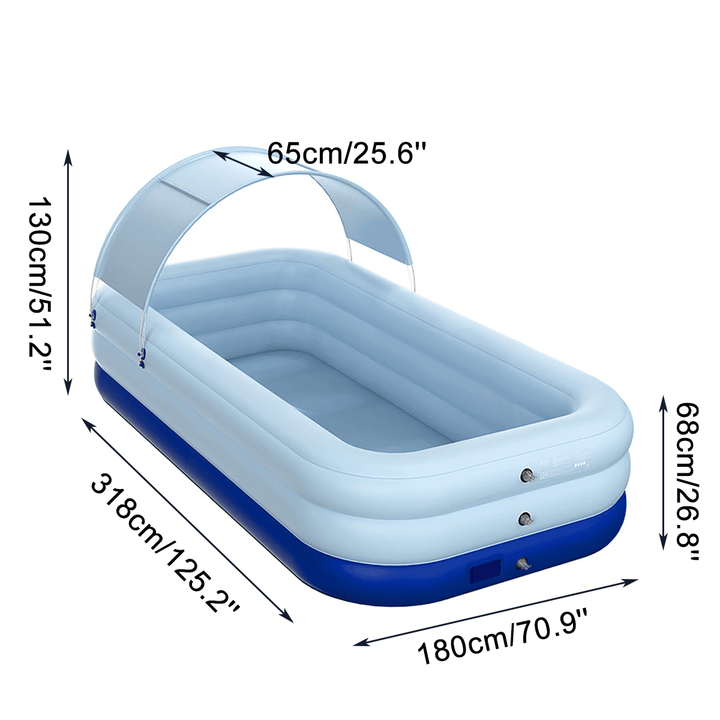 10Ft Automatic Inflatable Swimming Pool Family Bath Pools Paddling Pools with Sunshade Outdoor Garden - MRSLM