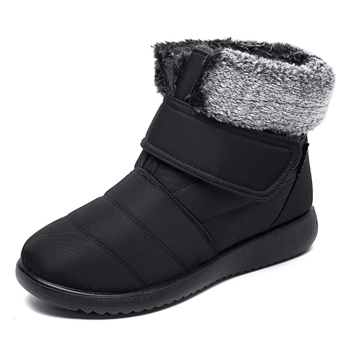Women Large Size Warm Lined Hook Loop plus Velvet Ankle Snow Boots - MRSLM