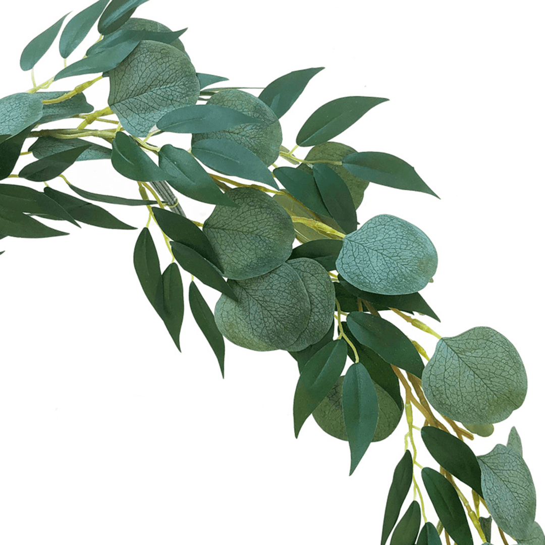 Artificial Silver Dollar Eucalyptus Garland Faux Silk Leaf Vine Greenery Willow Ring Wedding Home Garden Decorations - MRSLM