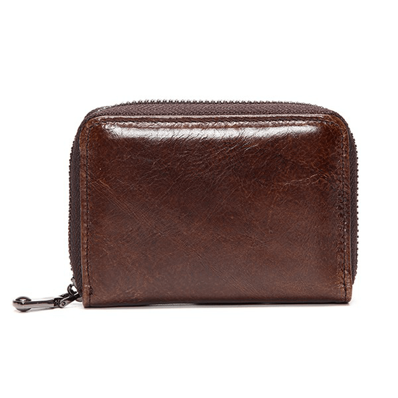 Casual Short Genuine Leather Wallet Cowhide Retro Card Holder - MRSLM