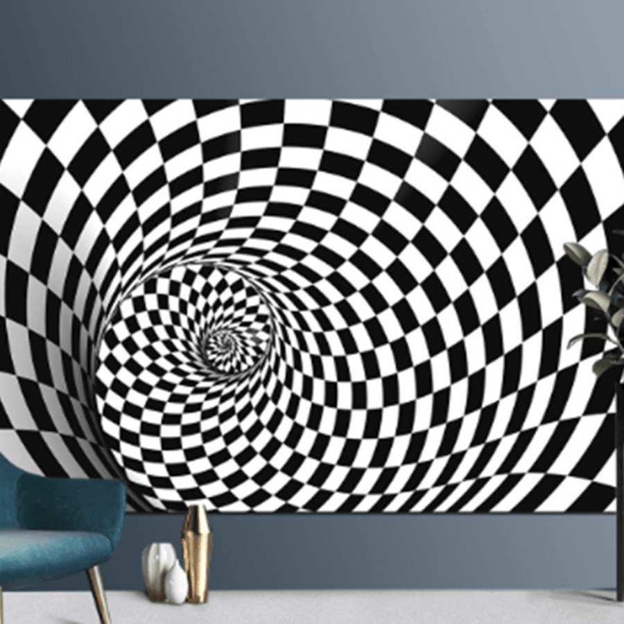 3D Room Non-Slip Swirl Optical Illusion Area Rug Carpet Door Mats Floor Pad for Home Bedroom Decoration - MRSLM