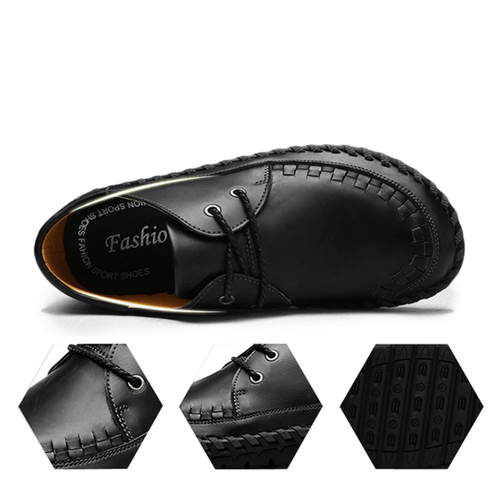 Lace up Leather Outdoor Oxfords Soft Sole Business Formal Shoes - MRSLM