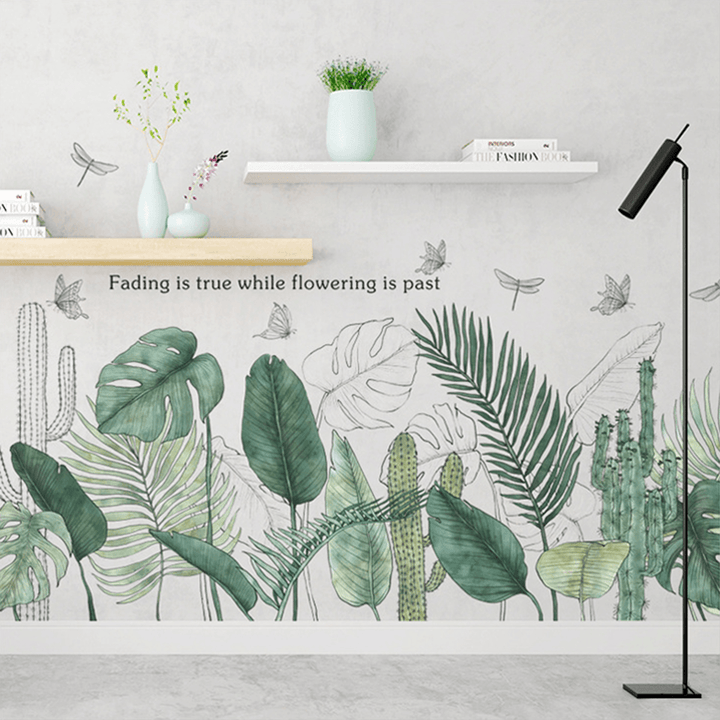 Wall Stickers DIY Tropical Palm Leaves Wallpaper Home Bedroom Decoration - MRSLM
