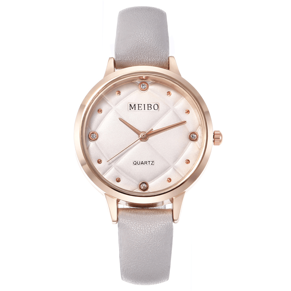 MEIBO Casual Style Ladies Wrist Watch Leather Band Crystal Quartz Watches - MRSLM