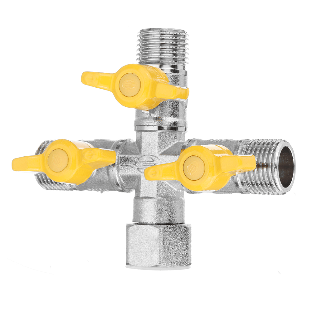 1/2" Garden Hose Tap Manifold Quick Connector Three Outlet 3 Way Water Splitter Valve Adapter for Washing Machine Faucet - MRSLM