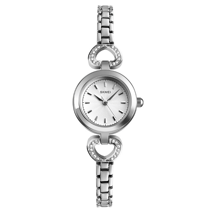SKMEI 1408 Luxury Crystal Stainless Steel Elegant Fashion Women Wristwatch Quartz Watch - MRSLM