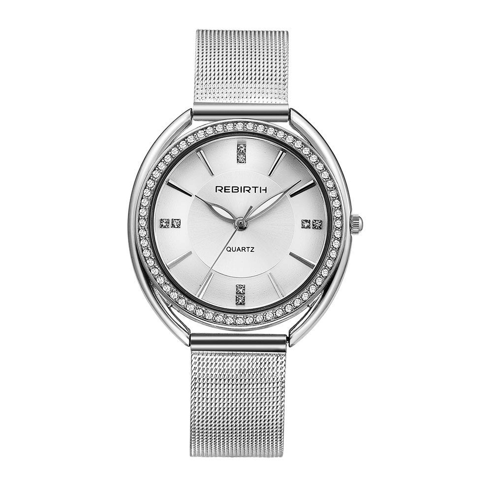 REBIRTH RE115 Diamond Dial Case Women Wrist Watch Full Steel Elegant Design Quartz Watch - MRSLM