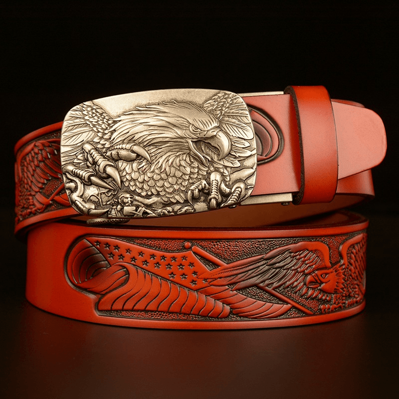 Fashion Temperament Eagle Head Automatic Buckle Men'S Belt - MRSLM
