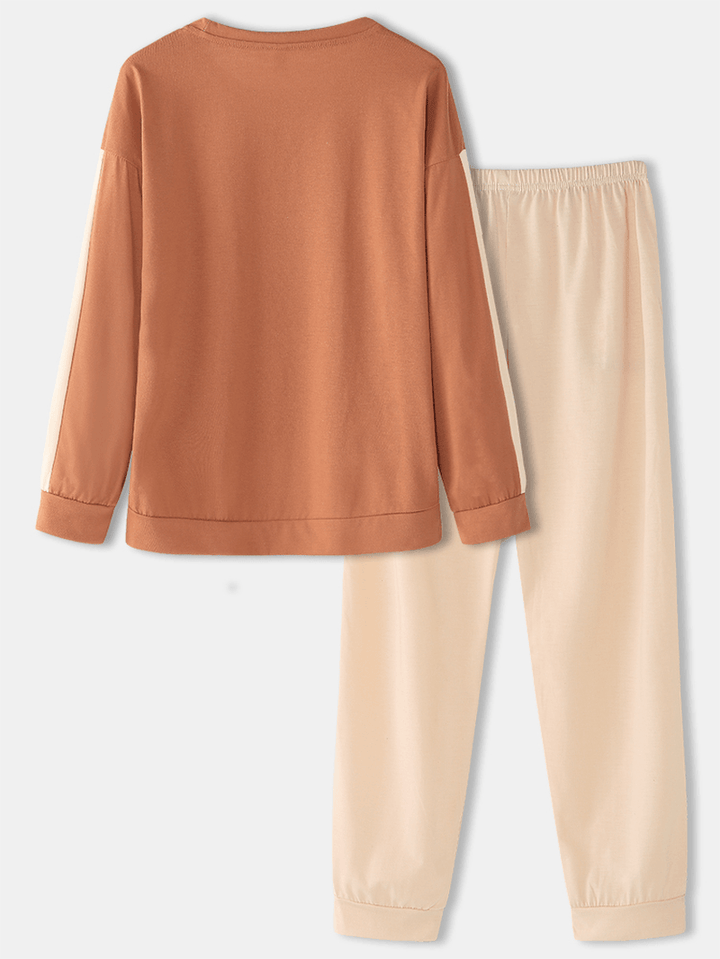 Women Cute Pig Long Sleeve Sweatshirt Loose Jogging Pants Home Lounge Pajamas Set - MRSLM